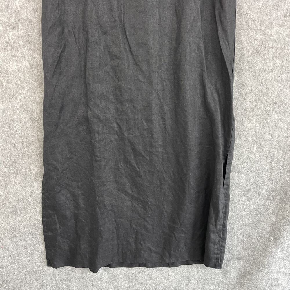 Vintage Ann Taylor Linen Dress Womens 10P Black Sleeveless Slits Minimal Modest - Picture 3 of 12
